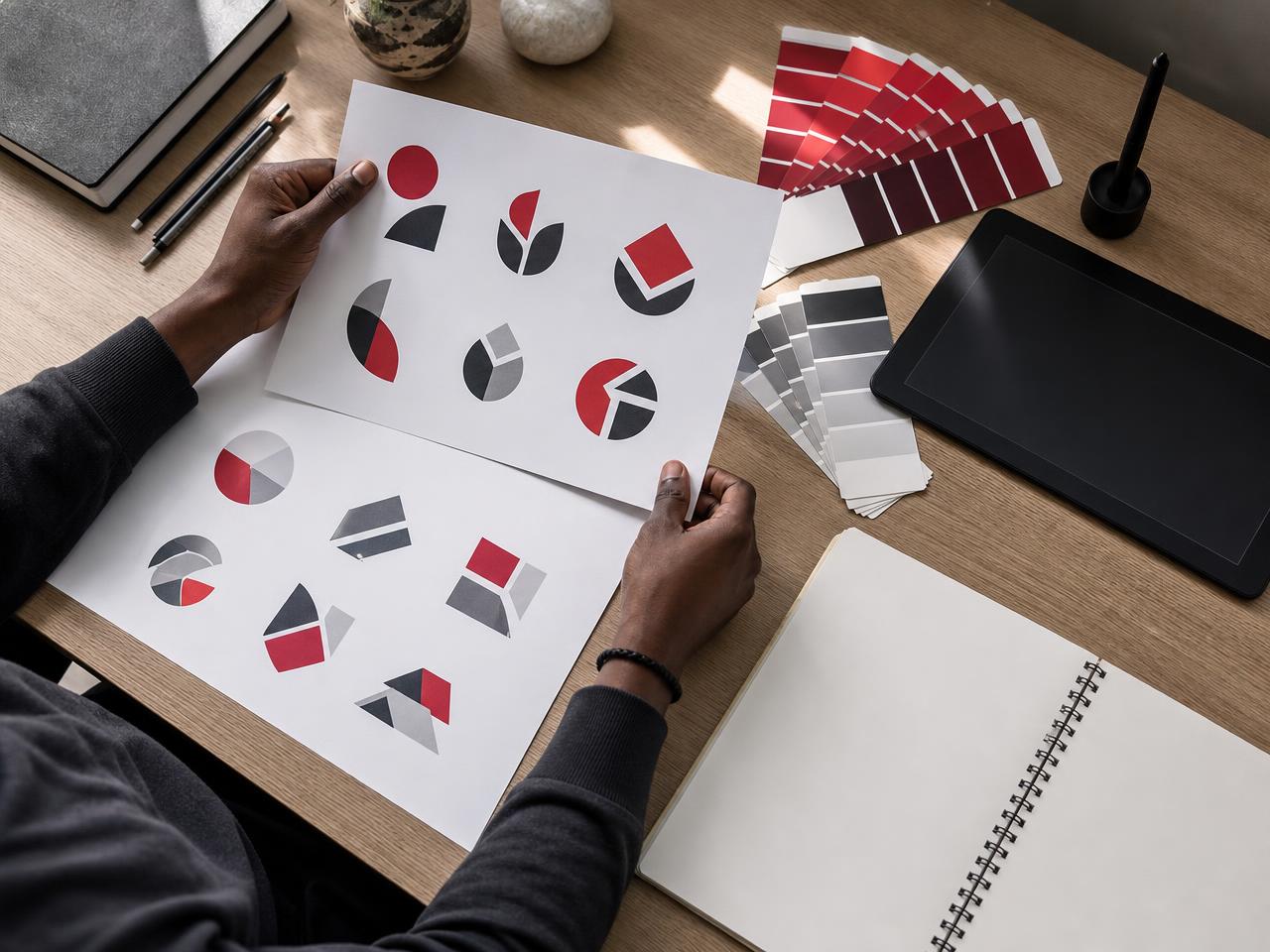 Designer moçambicano a trabalhar em identidade visual e paleta de marca