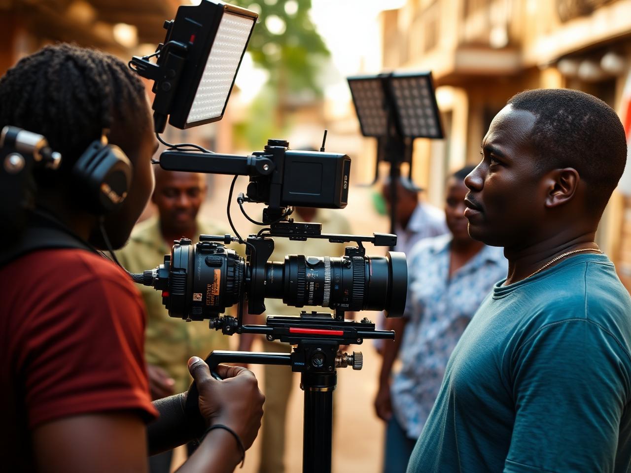 Equipa de produção audiovisual a filmar um anúncio em Moçambique